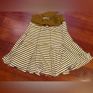 Silk Brown and White Striped A-Line Skirt